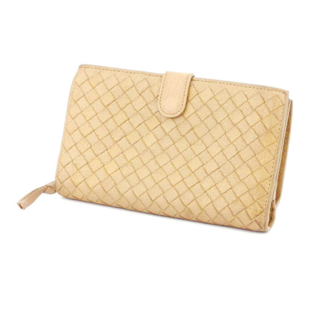 Authentic Bottega Veneta Purse Intorechato Beige Leather Auth Used